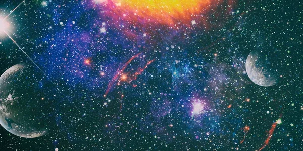 Champ d'étoile haute définition, ciel nocturne coloré. Nébuleuse et galaxies dans l'espace. Concept d'astronomie fond. Éléments de cette image fournis par la NASA — Photo