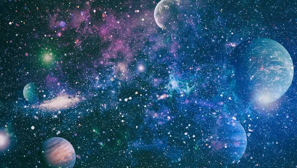 Campo estelar de alta definición, espacio colorido del cielo nocturno. Nebulosa y galaxias en el espacio. Concepto astronómico de fondo. Elementos de esta imagen proporcionados por la NASA —  Fotos de Stock