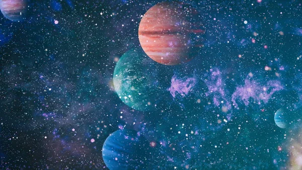 Campo estelar de alta definición, espacio colorido del cielo nocturno. Nebulosa y galaxias en el espacio. Concepto astronómico de fondo. Elementos de esta imagen proporcionados por la NASA —  Fotos de Stock