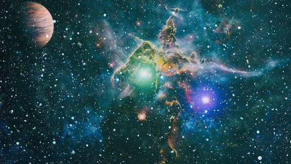 Hermoso cielo nocturno, estrella en el espacio. Collage sobre espacio, ciencia y educación. Elementos de esta imagen proporcionados por la NASA . — Foto de Stock