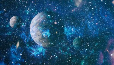 Fütürist soyut alan arkaplanı. Yıldızlı ve nebulalı gece gökyüzü. Bu görüntünün elementleri NASA tarafından desteklenmektedir