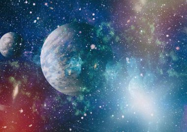 Fütürist soyut alan arkaplanı. Yıldızlı ve nebulalı gece gökyüzü. Bu görüntünün elementleri NASA tarafından desteklenmektedir