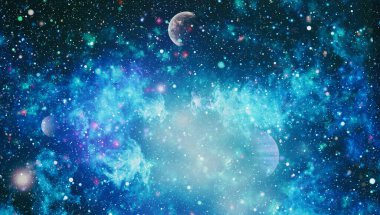 Fütürist soyut alan arkaplanı. Yıldızlı ve nebulalı gece gökyüzü. Bu görüntünün elementleri NASA tarafından desteklenmektedir