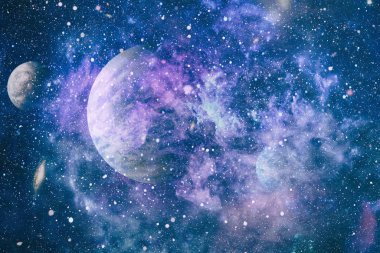 Fütürist soyut alan arkaplanı. Yıldızlı ve nebulalı gece gökyüzü. Bu görüntünün elementleri NASA tarafından desteklenmektedir