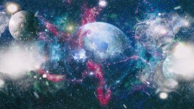 Kaotik uzay arka plan. Nasa tarafından döşenmiş bu görüntü unsurları.