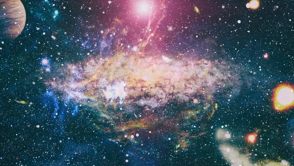Glitzernde Blaue Sternteilchenbewegung Auf Schwarzem Hintergrund Sternenlichtnebel Der Galaxie Vor — Stockfoto