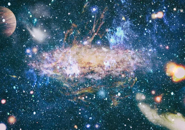 Brillo Brillante Estrella Azul Movimiento Partículas Sobre Fondo Negro Nebulosa — Foto de Stock