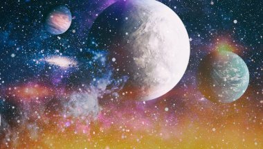 Derin uzay. Yüksek çözünürlüklü bilim kurgu fantezisi duvar kağıdı için idealdir. Bu görüntünün elementleri NASA tarafından desteklenmektedir