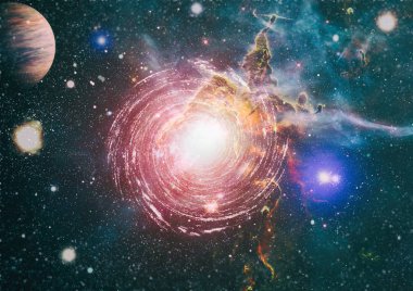 Derin uzay. Yüksek çözünürlüklü bilim kurgu fantezisi duvar kağıdı için idealdir. Bu görüntünün elementleri NASA tarafından desteklenmektedir