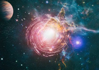 Derin uzay. Yüksek çözünürlüklü bilim kurgu fantezisi duvar kağıdı için idealdir. Bu görüntünün elementleri NASA tarafından desteklenmektedir