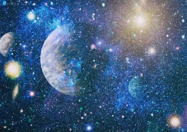 Soyut parlak renkli evren. Gökkuşağı renkleri Bulutsusu gece yıldızlı gökyüzü. Çok renkli dış uzaya. Nasa tarafından döşenmiş bu görüntü unsurları.