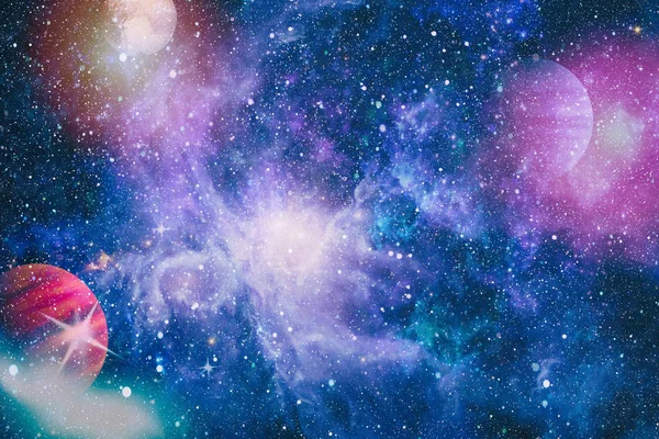 Jätteglödande Nebulosa Space Bakgrund Med Röd Nebulosa Och Stjärnor Delar — Stockfoto