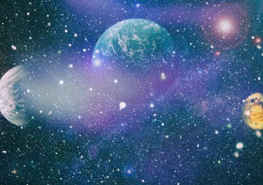 Soyut parlak renkli evren. Gökkuşağı renkleri Bulutsusu gece yıldızlı gökyüzü. Çok renkli dış uzaya. Nasa tarafından döşenmiş bu görüntü unsurları.