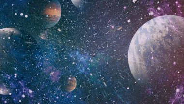 Soyut parlak renkli evren. Gökkuşağı renkleri Bulutsusu gece yıldızlı gökyüzü. Çok renkli dış uzaya. Nasa tarafından döşenmiş bu görüntü unsurları.