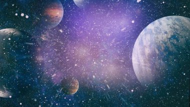 Soyut parlak renkli evren. Gökkuşağı renkleri Bulutsusu gece yıldızlı gökyüzü. Çok renkli dış uzaya. Nasa tarafından döşenmiş bu görüntü unsurları.