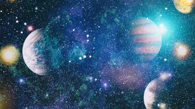 Fütürist soyut alan arkaplanı. Yıldızlı ve nebulalı gece gökyüzü. Bu görüntünün elementleri NASA tarafından desteklenmektedir