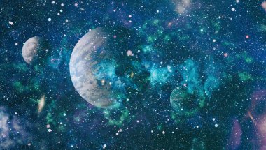 Fütürist soyut alan arkaplanı. Yıldızlı ve nebulalı gece gökyüzü. Bu görüntünün elementleri NASA tarafından desteklenmektedir