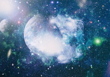 Fütürist soyut alan arkaplanı. Yıldızlı ve nebulalı gece gökyüzü. Bu görüntünün elementleri NASA tarafından desteklenmektedir