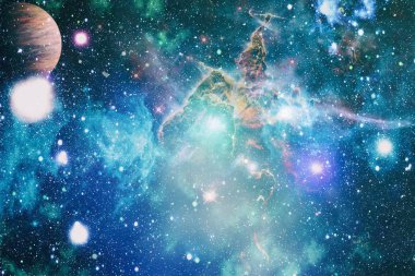 Fütürist soyut alan arkaplanı. Yıldızlı ve nebulalı gece gökyüzü. Bu görüntünün elementleri NASA tarafından desteklenmektedir