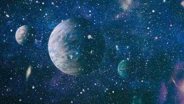 Fütürist soyut alan arkaplanı. Yıldızlı ve nebulalı gece gökyüzü. Bu görüntünün elementleri NASA tarafından desteklenmektedir