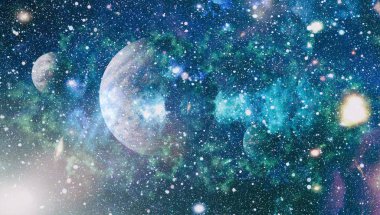 Fütürist soyut alan arkaplanı. Yıldızlı ve nebulalı gece gökyüzü. Bu görüntünün elementleri NASA tarafından desteklenmektedir