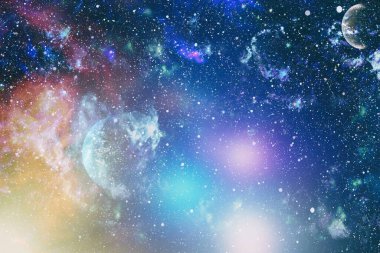 Fütürist soyut alan arkaplanı. Yıldızlı ve nebulalı gece gökyüzü. Bu görüntünün elementleri NASA tarafından desteklenmektedir