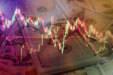 Bir bilgisayarın monitöründeki profesyonel teknik analiz için hacim analizi de dahil olmak üzere çeşitli göstergelere sahip finansal araçların grafikleri.