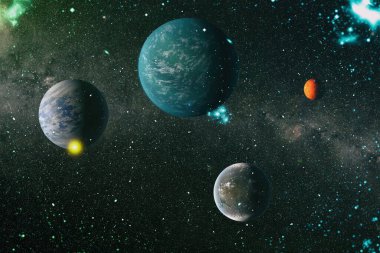 Dış uzay nebulasındaki galaksi ve evrendeki açık yıldız kümesi. Bu görüntünün elementleri Nasa tarafından döşenmiştir.