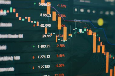 Koronavirüs değişiminin düşüşü. Forx ticaret grafiği ve şamdan şeması finansal yatırım konseptine uygundur. Ekonomik trendler iş fikri ve tüm sanat tasarımı için arka plan. Soyut finans arkaplanı.