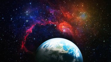 Uzaydaki gezegenler, yıldızlar ve galaksiler uzay keşiflerinin güzelliğini gösteriyor. NASA tarafından döşenmiş elementler