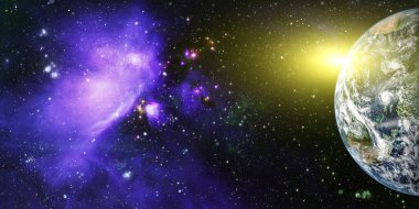 Uzaydaki gezegenler, yıldızlar ve galaksiler uzay keşiflerinin güzelliğini gösteriyor. NASA tarafından döşenmiş elementler