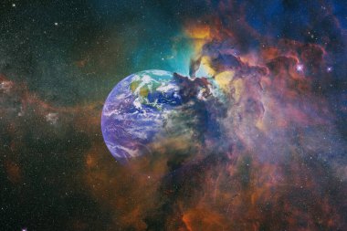 Uzaydaki gezegenler, yıldızlar ve galaksiler uzay keşiflerinin güzelliğini gösteriyor. NASA tarafından döşenmiş elementler