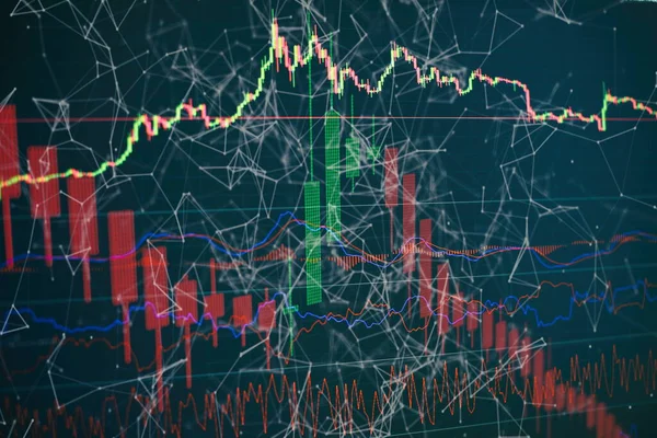 Dati Monitor Che Comprenda Analisi Mercato Grafici Barre Diagrammi Cifre — Foto Stock