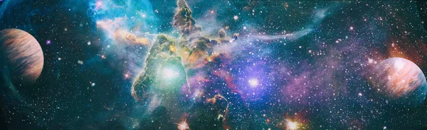 Nebel Nächtlicher Sternenhimmel Regenbogenfarben Vielfarbiger Weltraum Sternenfeld Und Nebel Weltraum — Stockfoto