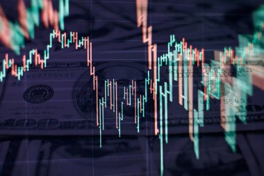 Soyut parlayan ön x grafik arayüz duvar kağıdı. Yatırım, ticaret, hisse senedi, finans ve analiz kavramı.