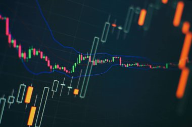 Dijital ekrandaki Forex grafik çizelgesi. Sürdürülebilir portföy yönetimi, risk çeşitlendirme kavramına sahip uzun vadeli zenginlik yönetimi.