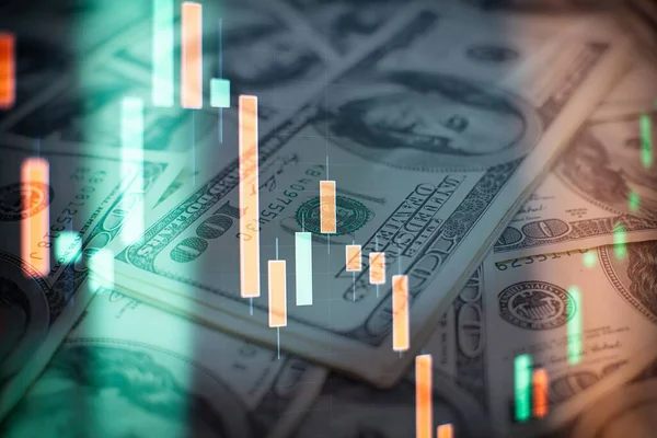 暗い背景にビジネスや金融の概念 レポートや投資のための株式市場グラフや外国為替取引チャート — ストック写真