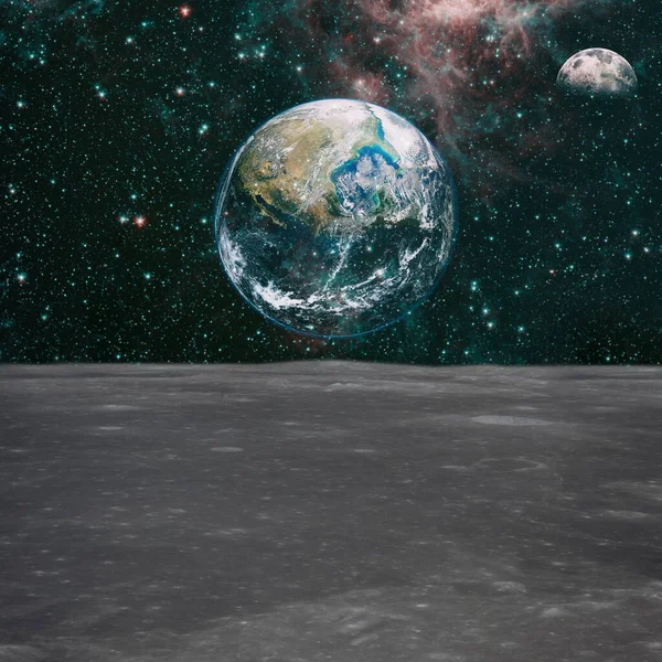 Planeta Země Povrchu Měsíce Prvky Tohoto Snímku Jsou Zařízeny Nasa — Stock fotografie