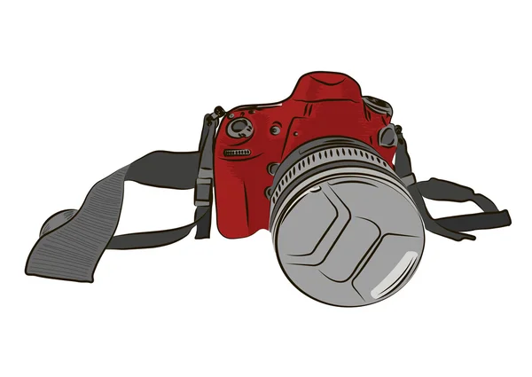 Sketch red camera on a white background. Vector illustration. — Stock Vector