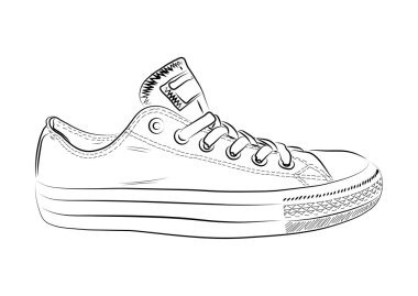 Elle çizilmiş spor ayakkabı, spor ayakkabı. Keds vektör çizim