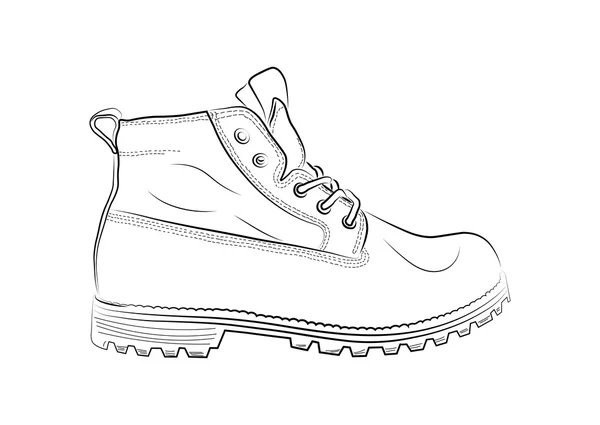 Schets van een mannelijke schoen op witte achtergrond. Vectorillustratie. — Stockvector