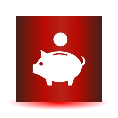 Domuz simgesi üzerinde kırmızı bir arka plan. Vektör çizim.