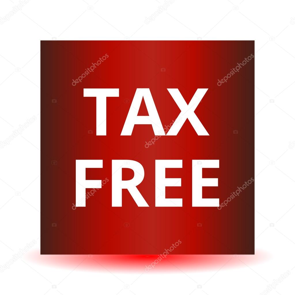 Tax free red web glossy icon. Vector illustration.