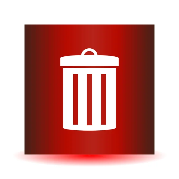 Icon garbage can on a red background. Vector Image. — Stock Vector