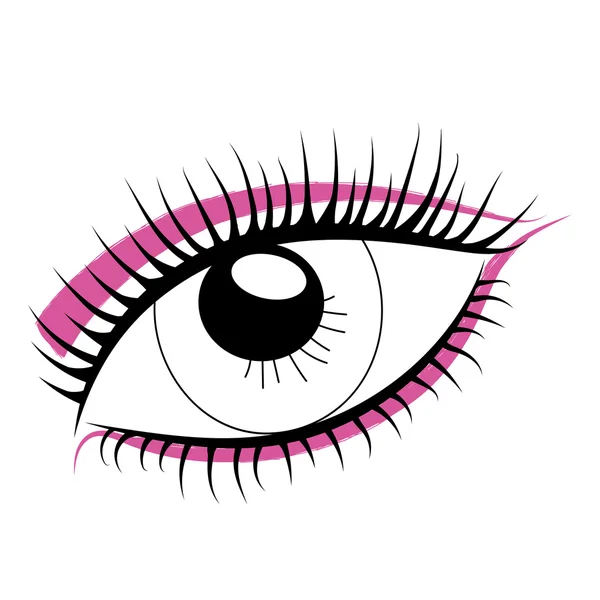 Sketch of human eye on a white background. Bright makeup. — Stock Vector