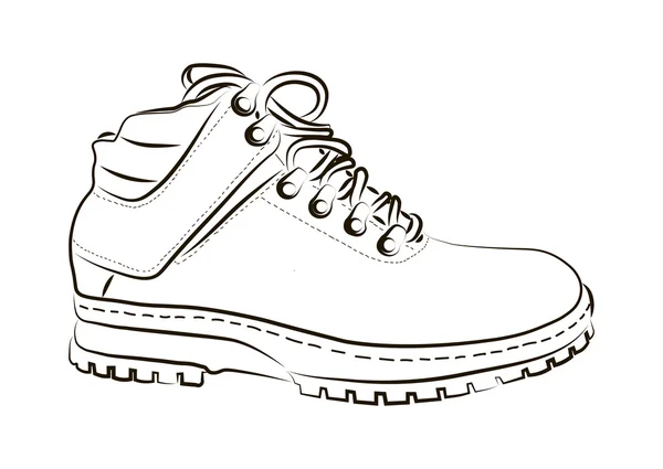 Beyaz zemin üzerinde bir erkek ayakkabı taslağını. Vektör çizim. — Stok Vektör
