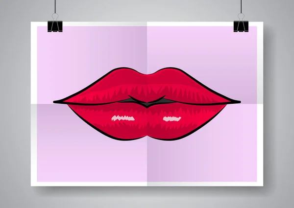 Lippenstift-Kuss auf rosa Hintergrund. Vektorillustration. — Stockvektor