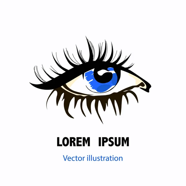 Logo pour les yeux de femme. Croquis vectoriel des yeux dans le style de la mode sur fond blanc . — Image vectorielle