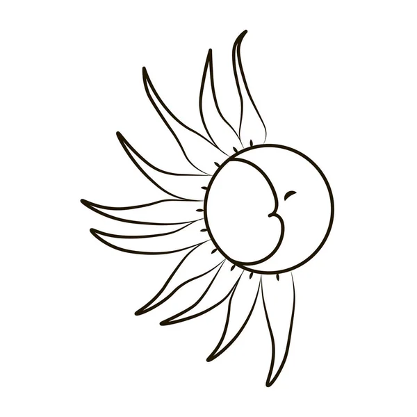 Ескіз місяця і сонця на білому тлі. Татуювання, Векторні ілюстрації . — стоковий вектор