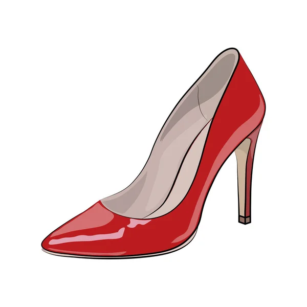 Esboço de sapato vermelho feminino. Ilustração vetorial . —  Vetores de Stock